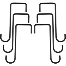 Ganchos para plantas de acero con recubrimiento en polvo, juego resistente para patio y jardín, resistentes a la luz solar, 6 unidades, color negro,