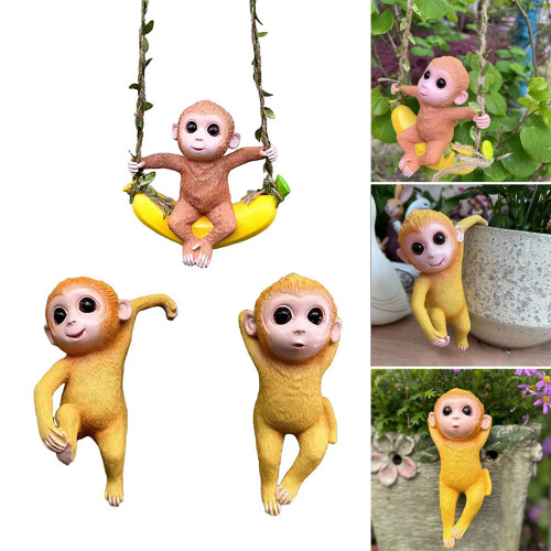 Charm Monkey Planter Pots Hangers Figurines de singe-2 2