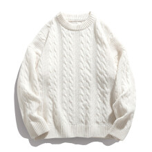 Pull vintage à col rond de couleur unie torsadée