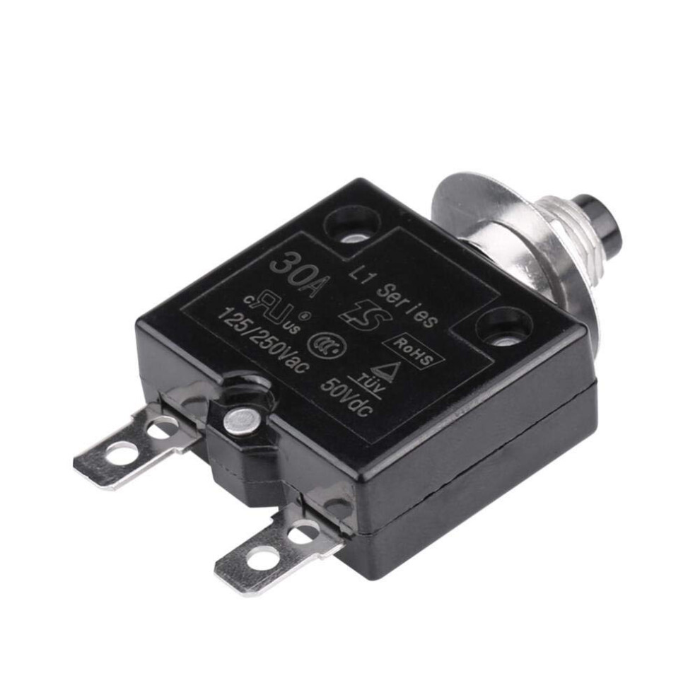 Thermal Circuit Breaker For Overload Protection, Manual Reset Push Button Thermal Overload Protector 30A 125-250V Ac 50V Dc Single Pole Circuit Protec 9198585832268