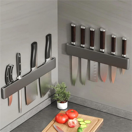 Kitchen Shelf NonRusting Knife Storage, 400MM Gray Knife Rack, Kitchen Counter Knife Rack 1