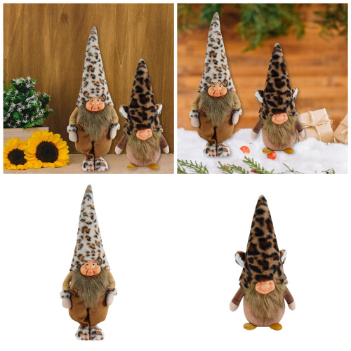 Gnomes nains en peluche faits à la-position à imprimé léopard 2