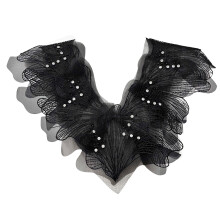 Flower Lace Embroidered Applique Decorative Patches-Black