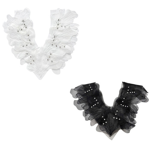 Flower Lace Embroidered Applique Decorative Patches-Black 1