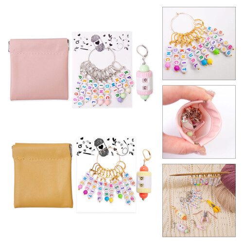 10Pcs Letter Beads Knitting Locking Marker with Knitting-Yellow 2