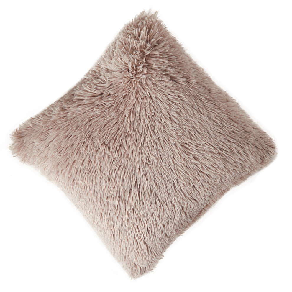 Luxurious Faux Furs Throw Pillow Case Soft Fuzzy Square-khaki