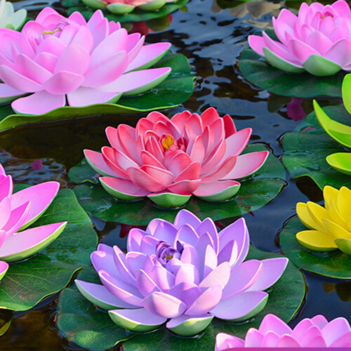 Realistic Artificial Floating Flower with Leaf For Tank-Purple 1