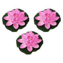 Decorative Plastic Water Lilies Flower With Realistic-Rose Red