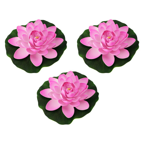 Decorative Plastic Water Lilies Flower With Realistic-Rose Red