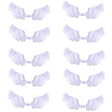 10Pcs Embossed Fabric Wing Decoration for Sewing Craft-White