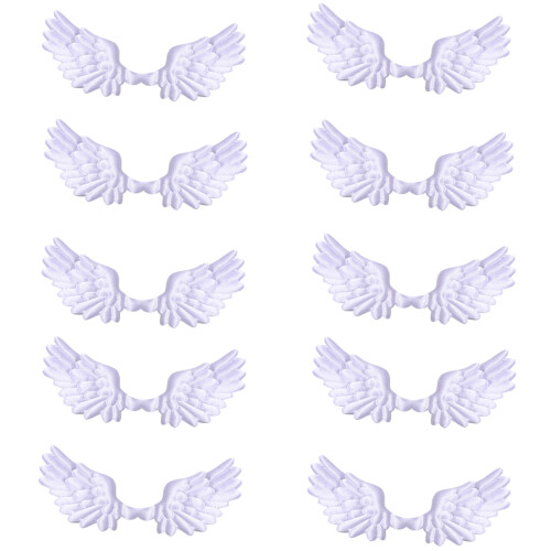 10Pcs Embossed Fabric Wing Decoration for Sewing Craft-White