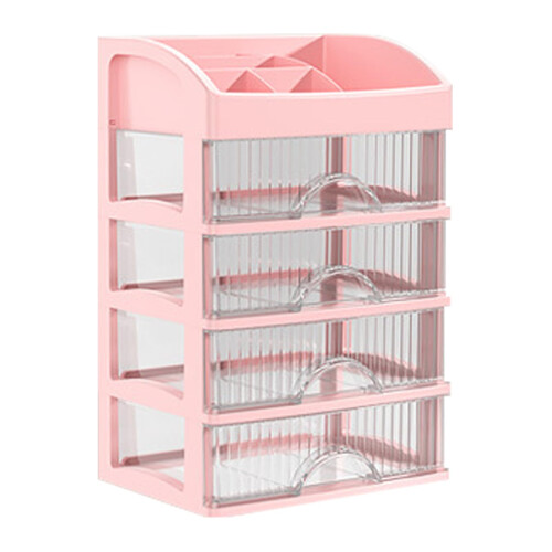 Mini Storage Drawers Compact Tabletop Organiser Cabinet Pink Stackable MultiDrawer Unit For Office MakeUp Craft