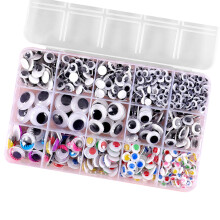 Geassorteerde grootte Wiggle Googly-15 rasters van zwarte co