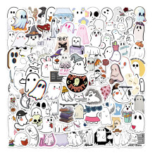 100 Stück Cartoon Gespenst Aufkleber, wasserdichter selbstklebender Vinyl Scrapbook Graffit-Aufkleber für Wasserflasche, Laptop, Tasse Kinder,