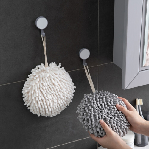 Chenilles Hand Towel Kitchen Bathroom Hand Balls Hanging-Blue 1