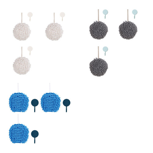 Chenilles Hand Towel Kitchen Bathroom Hand Balls Hanging-Blue 2