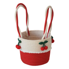 Sturdy and Portable Cherrys Designs Cotton Rope Storage Basket