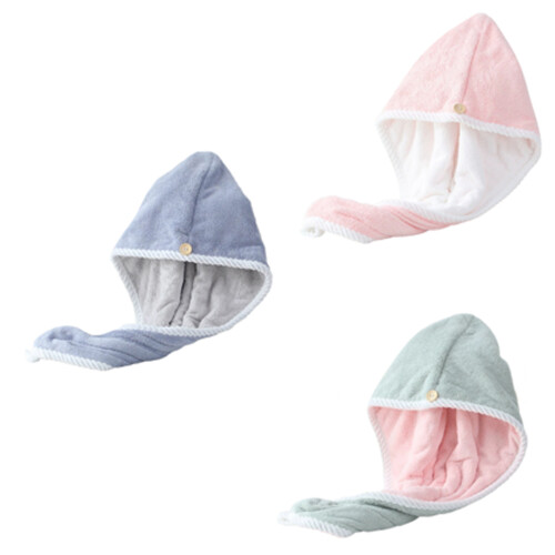 Bonnets de séchage de cheveux en molleton de coraux-Bleu 1