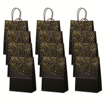12pcs Heart Krafts Paper Bags Designed With Handle for-Black