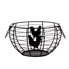 Wire Egg Collecting Basket, Farmhouse Kitchen Organizer, Stylish Farmhouse Basket with Round Wire Design for Multi-Purpose Storage of Eggs Fruits Vege