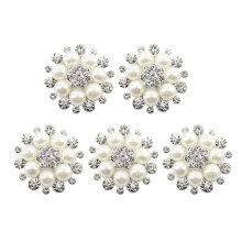 Boutons décoratifs en forme de fleur, 5 pièces, en strass, à