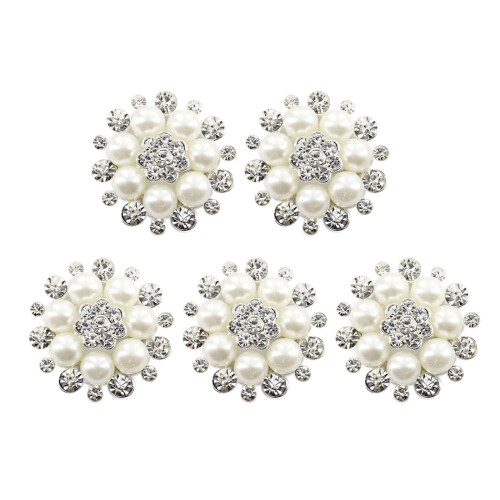 Boutons décoratifs en forme de fleur, 5 pièces, en strass, à