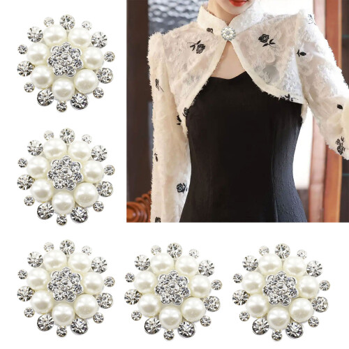 Boutons décoratifs en forme de fleur, 5 pièces, en strass, à 1
