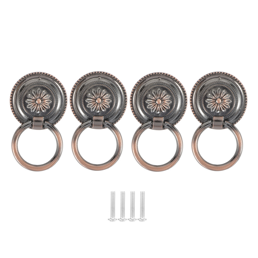 Vintage Ring Pulls Cabinet Drawer Knobs European Style Handles Zinc Alloy Furniture Hardware Antique Bronze Finish Drop Handle With Screws For Dresser 9198585835719