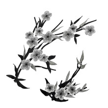 2Pcs Embroidery Flower Applique Sew on Clothing Patches-Grey