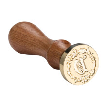 Wachssiegelstempel, Holzgriff mit-Girlandenbuchstabe V