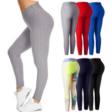 Dameslegging met hoge taille, sportlegging met hoge taille, buikcontrole en plooien bij de heupen, afslankende yogabroek met billenliftend effect,