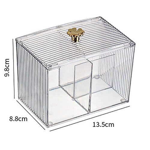 Porta-cotonetes para quarto, totalmente transparente e feito de material resistente que oferece estilo e funcionalidade. 1