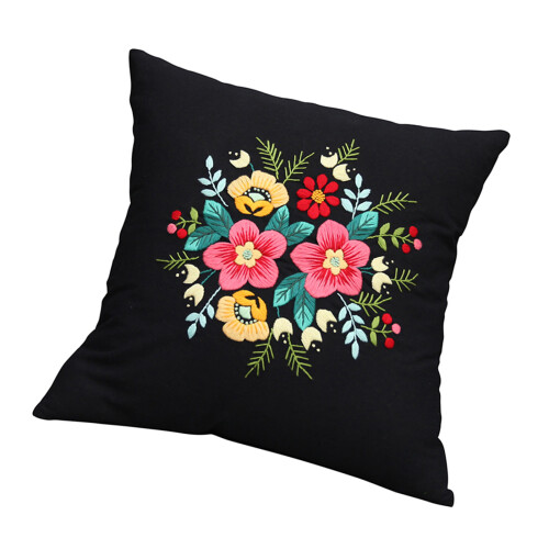 Pillow Covers Sewing Kits Embroidery Pillow Covers Kits-Black