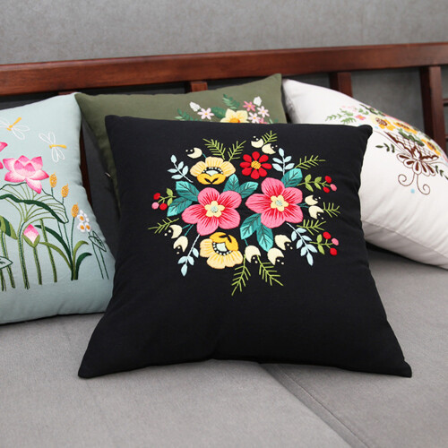 Pillow Covers Sewing Kits Embroidery Pillow Covers Kits-Black 2