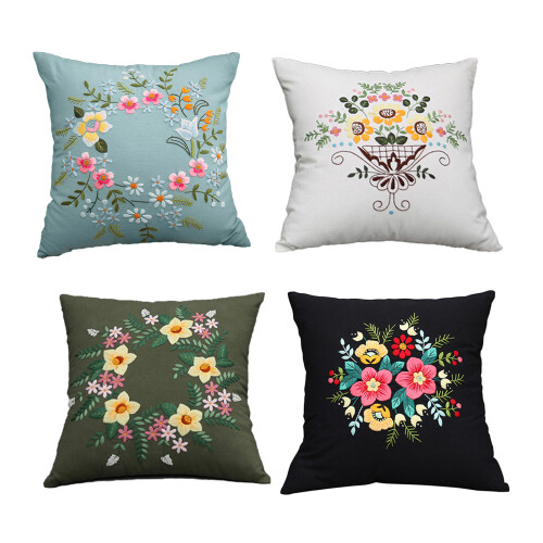 Pillow Covers Sewing Kits Embroidery Pillow Covers Kits-Black 1