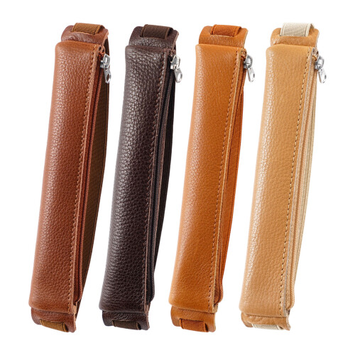 Leather Stylus Pen Sleeve Adjustable Elastic Band-red brown 1