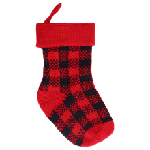 Red Buffalo Plaid Christmas Stocking 18 Inch Large Size Machine Washable Polyester Sherpa Cuff Detailing Christmas Stockings Decorations for Tree Fire