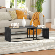 HOMCOM Coffee Tables Set of 2, Nest of Tables for Living Room, Dark Grey