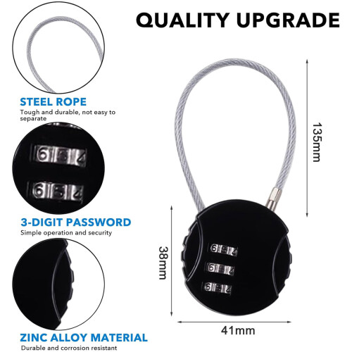 Combination Lock, High Security Design With 1000 Possible Combinations, Suitable For Travel And Camping 1