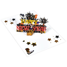 Black and Gold Happy New Year Popup Greeting Card Holiday