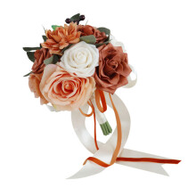 Wedding Artificial Peony Rose Flower Bouquet-dirty orange