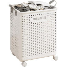 42L Foldable Laundry Basket On Wheels Fold Laundry Storage Bin Hamper For Clothes