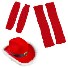 Christmas Costume Accessories SantaClaus Arm Gloves Cowboy-Red