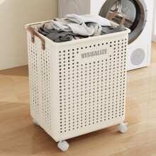 42L Foldable Laundry Basket On Wheels Fold Laundry Storage Bin Hamper For Clothes