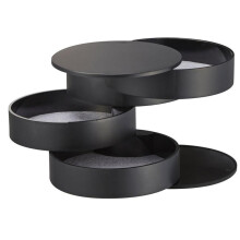 Kompaktes Zylinderdesign, Schmuckorganizer mit mehreren Ebenen aus hochwertigem ABS-Harz, weichem Vliesstoff, 360-Drehung, Staubschutz
