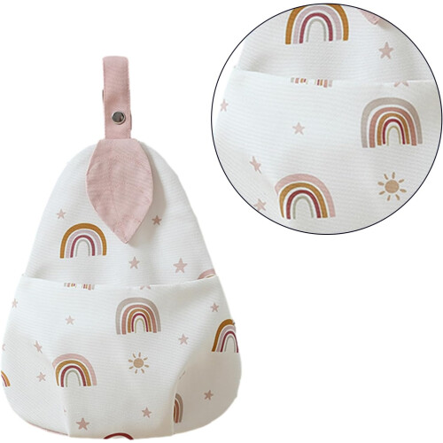 Space Saving Bedside Storage Bag Nursery Organizer Multifunctional For Baby Cot Pocket Rainbow Leaves Pattern 1