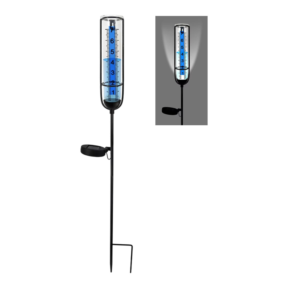 Light Retro Iron Art Rain Gauge Solar Metal-With Solar