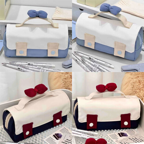 Zippers Closure Pencil Case Spacious Interior Study-Light Blue 2