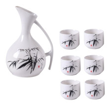 Ceramic Sake Pot With Wine Cups, Black Pattern, For Home, Restaurant, Tea House, Sake Spirits Tea Water