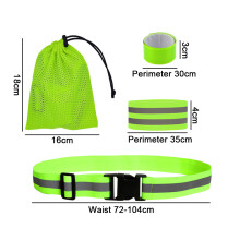 360 graders synlighet, kraftigt reflekterande bälte, högreflekterande löparväst för nattlöpning, vandring, cykling, 7-pack justerbart lysande